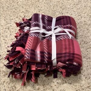 Plaid Fleece Blanket with Fringe